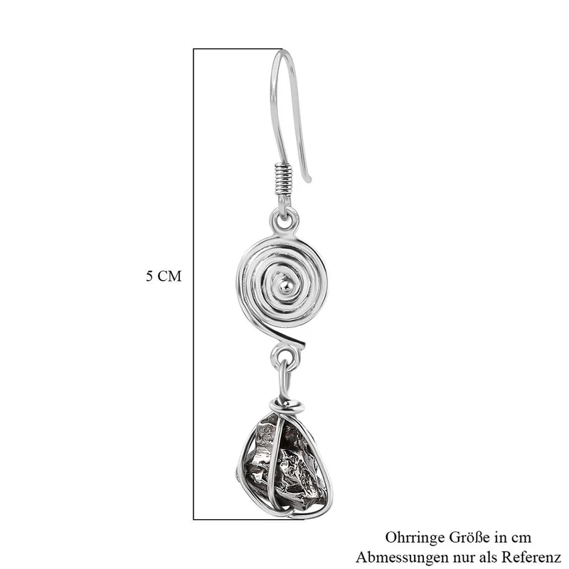 Meteorit Ohrringe 925 Silber rhodiniert ca. 16.77 ct