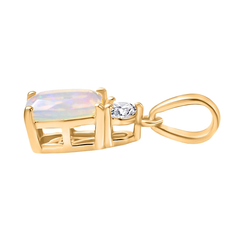 2er Set - D'Joy AA Natürlicher, äthiopischer Welo Opal Ring und Anhänger, 925 Silber 750 Gelb Vergoldet (Größe 17.00) ca. 1.84 ct