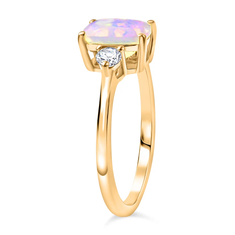 2er Set - D'Joy AA Natürlicher, äthiopischer Welo Opal Ring und Anhänger, 925 Silber 750 Gelb Vergoldet (Größe 17.00) ca. 1.84 ct