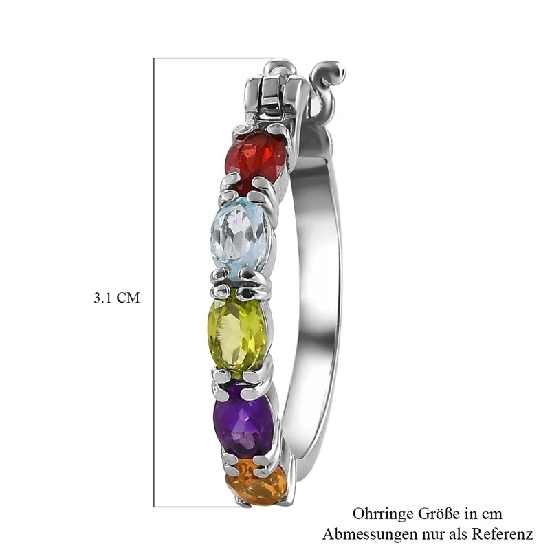 Mehrfarbige Edelstein Ohrringe, Edelstahl ca. 4.86 ct