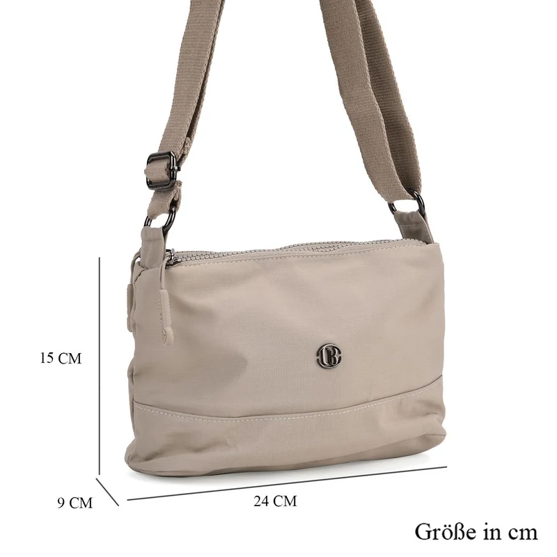 Crossbody-Tasche aus Nylon, mit mehreren Reißverschlussfächern und verstellbarem Schulterriemen, 24x15x9cm, Schwarz