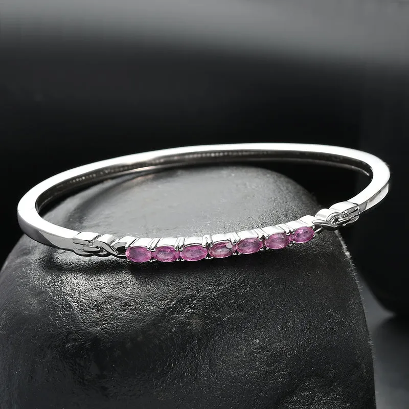 EVER TRUE Ilakaka Rosa Saphir (Fissure gefüllt) Armreif ca. 19 cm 316L Edelstahl ca. 2,51 ct.