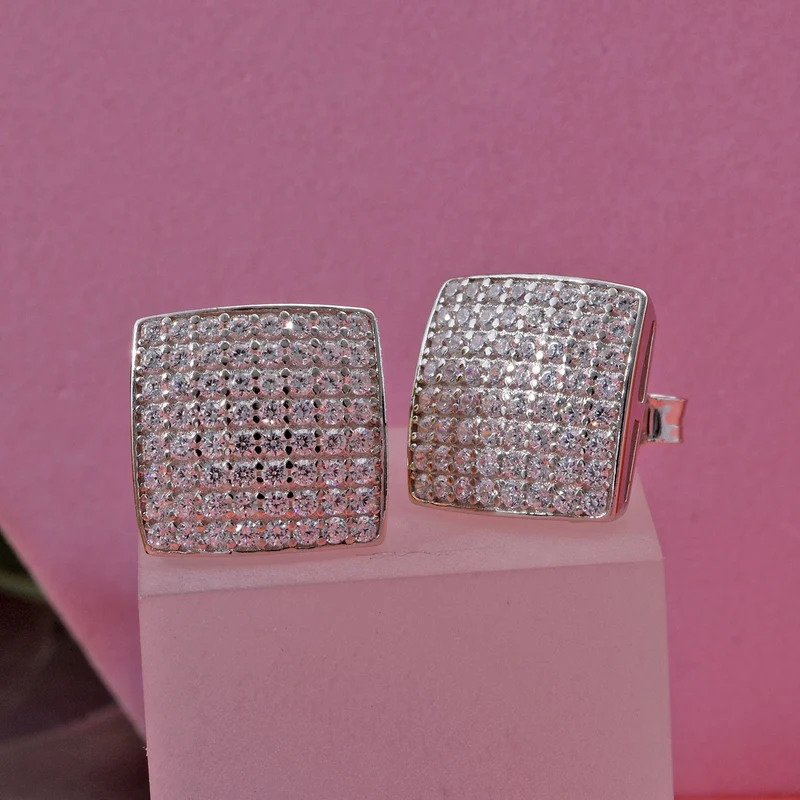 Lustro Stella Weißer Zirkonia Ohrringe 925 Silber rhodiniert