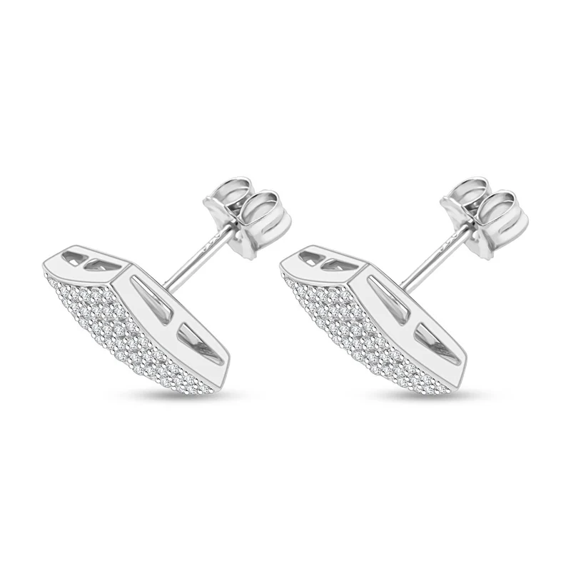 Lustro Stella Weißer Zirkonia Ohrringe 925 Silber rhodiniert