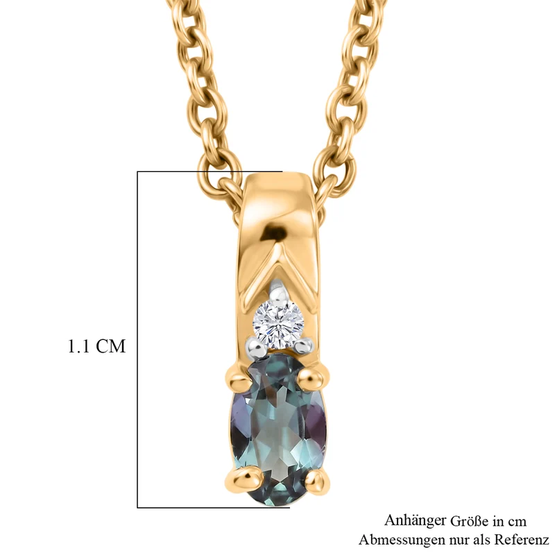 D'Joy Grüner Tansanit, Weißer Zirkon Schmuckset ca. 50 cm 925 Silber Gold und 316L Edelstahl Gold ca. 0,26 ct.