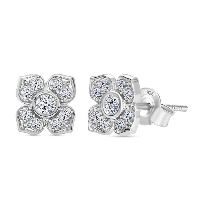 LUXURIANT 0,50 ct. SI-GH Labor Diamant Ohrringe, 925 Silber Gelbgold Vermeil