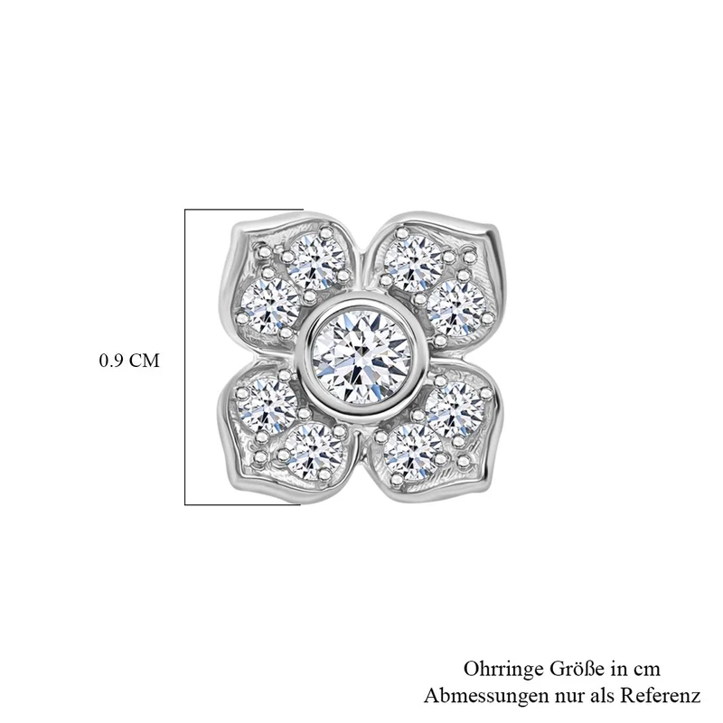 LUXURIANT 0,50 ct. SI-GH Labor Diamant Ohrringe, 925 Silber Gelbgold Vermeil
