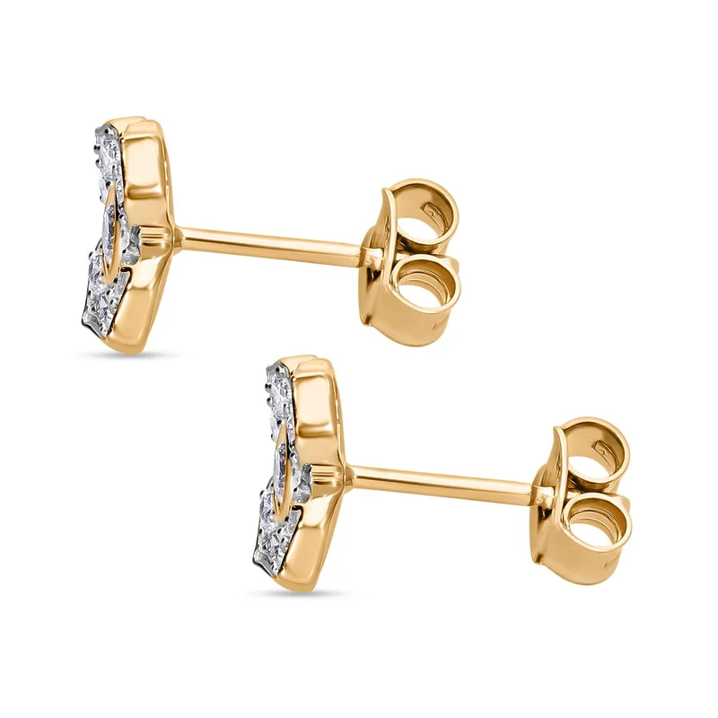 LUXURIANT 0,50 ct. SI-GH Labor Diamant Ohrringe, 925 Silber Gelbgold Vermeil