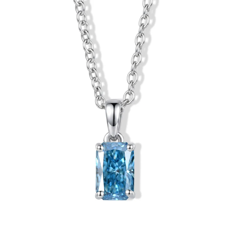 LUXURIANT DIAMOND - Lab Grown Blauer Diamant SI Anhänger mit Kette, ca. 50 cm 925 Silber Rhodiniert ca. 1.03 ct