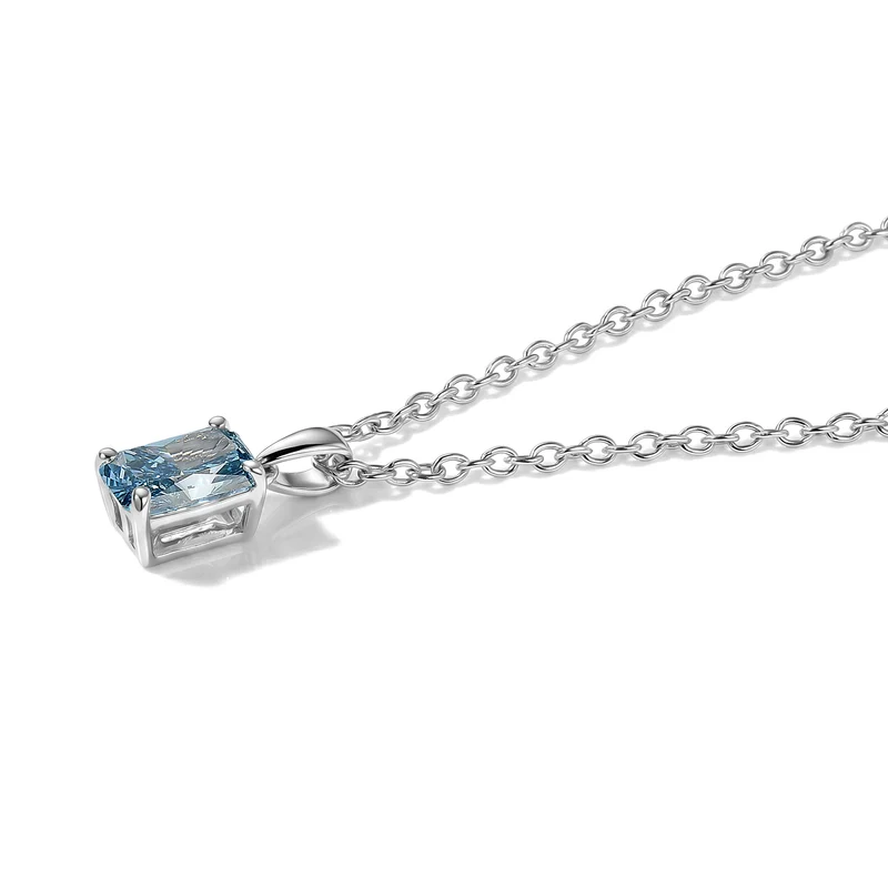 LUXURIANT DIAMOND - Lab Grown Blauer Diamant SI Anhänger mit Kette, ca. 50 cm 925 Silber Rhodiniert ca. 1.03 ct