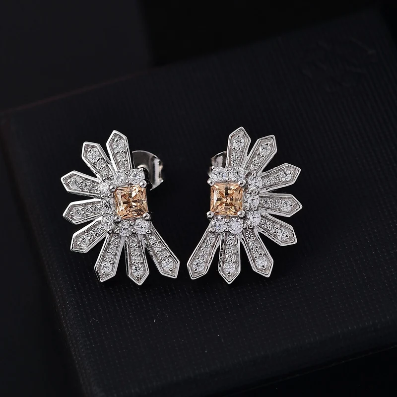 J Francis gefertigt mit SWAROVSKI - Gelber Zirkonia, Zirkonia Ohrringe 925 Silber rhodiniert