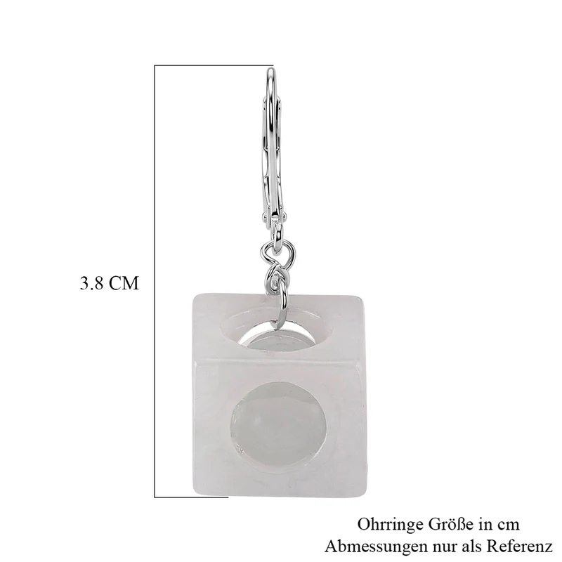 D'Joy EXTREM SELTEN Natürliche Weiße Jade Ohrringe 925 Silber Rhodiniert ca. 50.00 ct