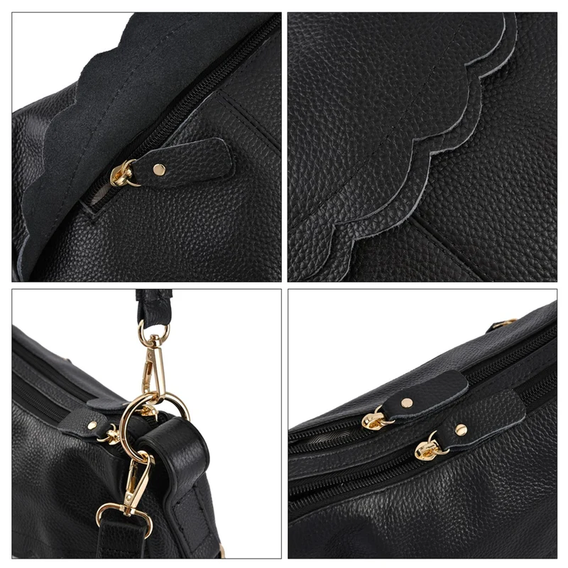 Crossbody Bag aus echtem Leder, gewelltes Design, Größe 29x9x20cm, grau