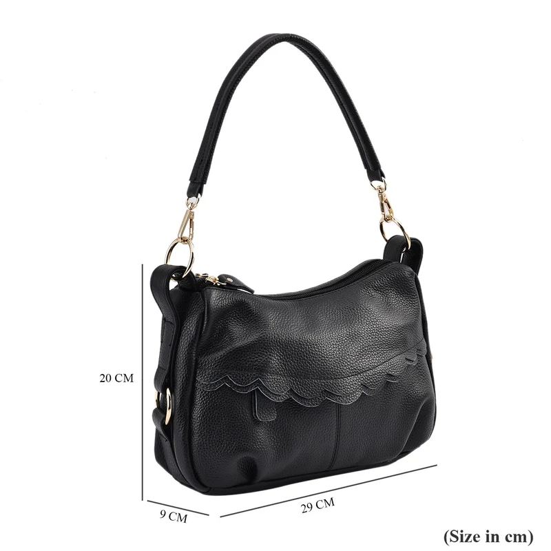 Crossbody Bag aus echtem Leder, gewelltes Design, Größe 29x9x20cm, grau