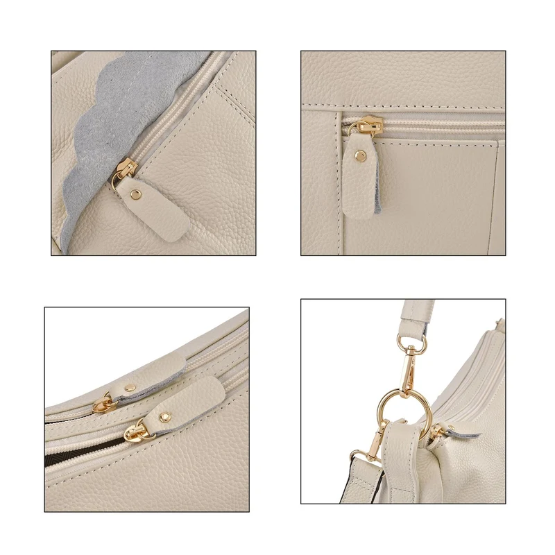 Crossbody Bag aus echtem Leder, gewelltes Design, Größe 29x9x20cm, grau