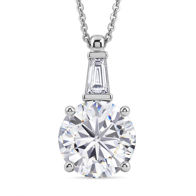 D'Joy Moissanit Anhänger mit Kette ca. 50 cm 925 Silber Rhodiniert ca. 3.78 ct