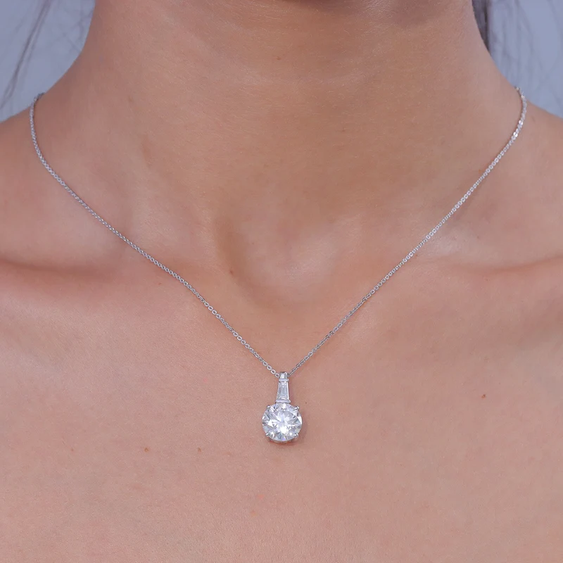 D'Joy Moissanit Anhänger mit Kette ca. 50 cm 925 Silber Rhodiniert ca. 3.78 ct