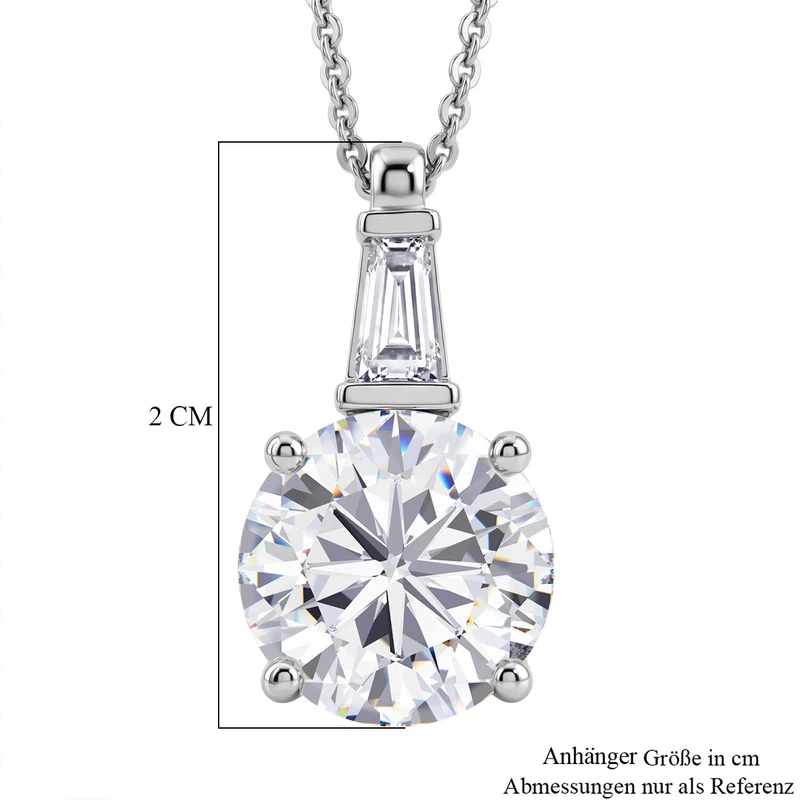 D'Joy Moissanit Anhänger mit Kette ca. 50 cm 925 Silber Rhodiniert ca. 3.78 ct