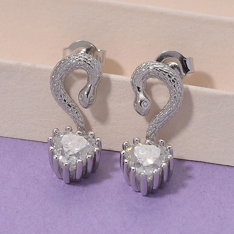 Moissanit Ohrringe 925 Silber rhodiniert ca. 2.01 ct