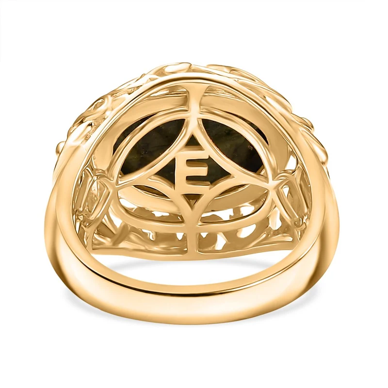 2er Set - Labradorit Ring und Anhänger, (Größe 17.00), Nickelfreies Gelb Messing, (5-10 Werktage Lieferzeit) ca. 14.00 ct