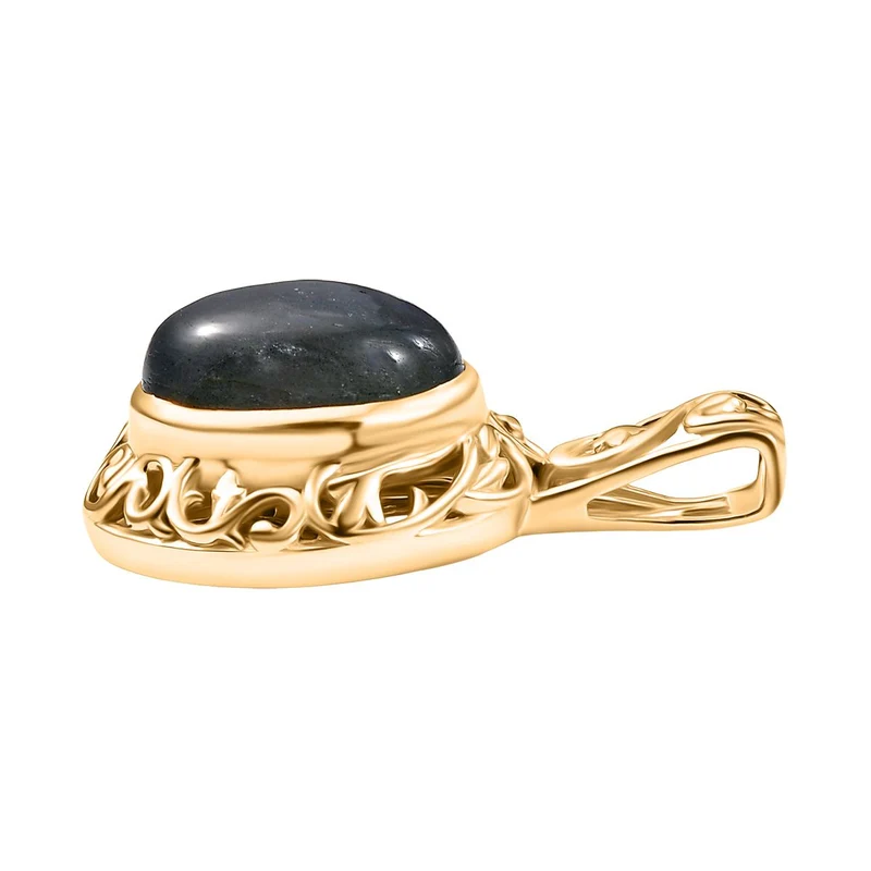 2er Set - Labradorit Ring und Anhänger, (Größe 17.00), Nickelfreies Gelb Messing, (5-10 Werktage Lieferzeit) ca. 14.00 ct
