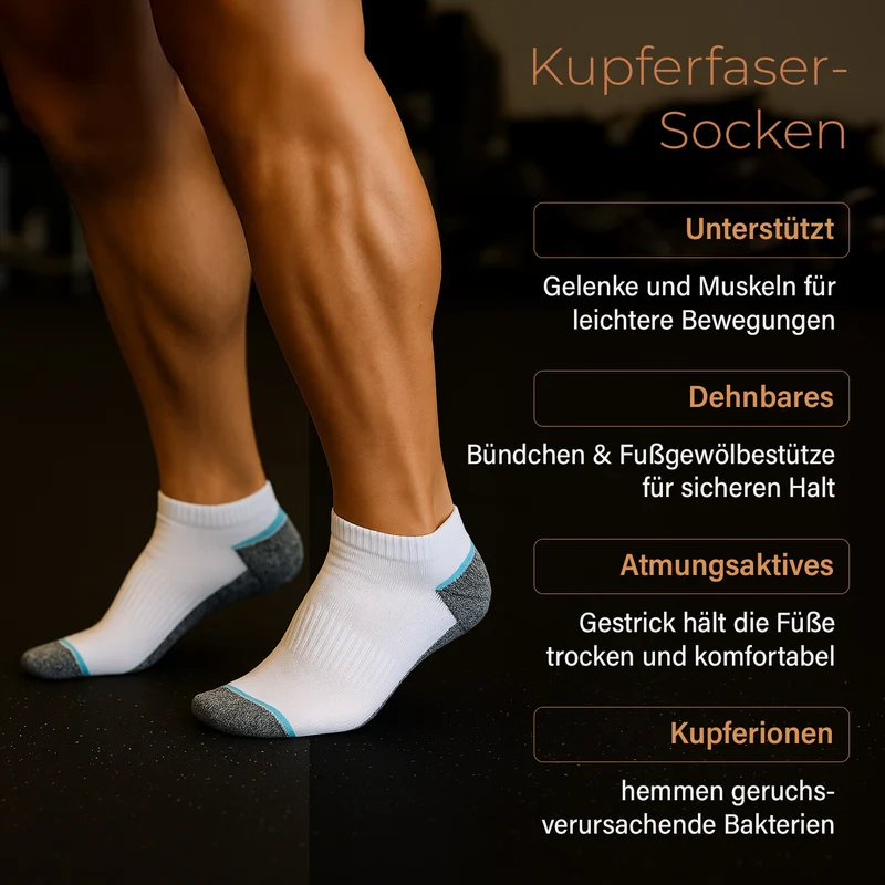 4er-Set Kupferfaser-Kompressions-Socken, Antibakteriell und Anti-Geruch, 41-45, L/XL, Grau-schwarz