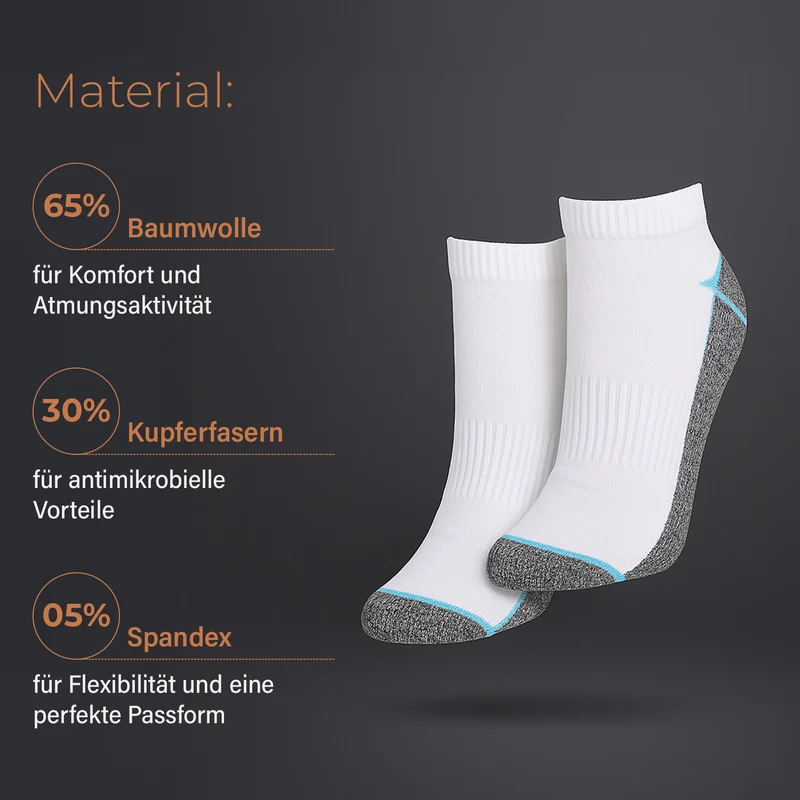 4er-Set Kupferfaser-Kompressions-Socken, Antibakteriell und Anti-Geruch, 41-45, L/XL, Grau-schwarz