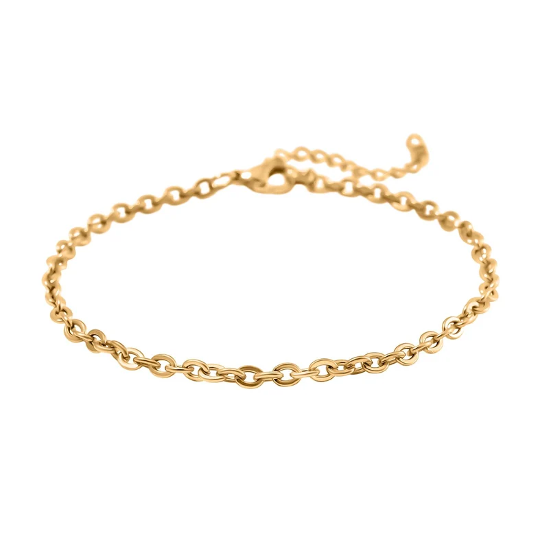 3er Set - Kugelarmband, Gliederarmband, Ankerarmband, Edelstahl, Goldfarben