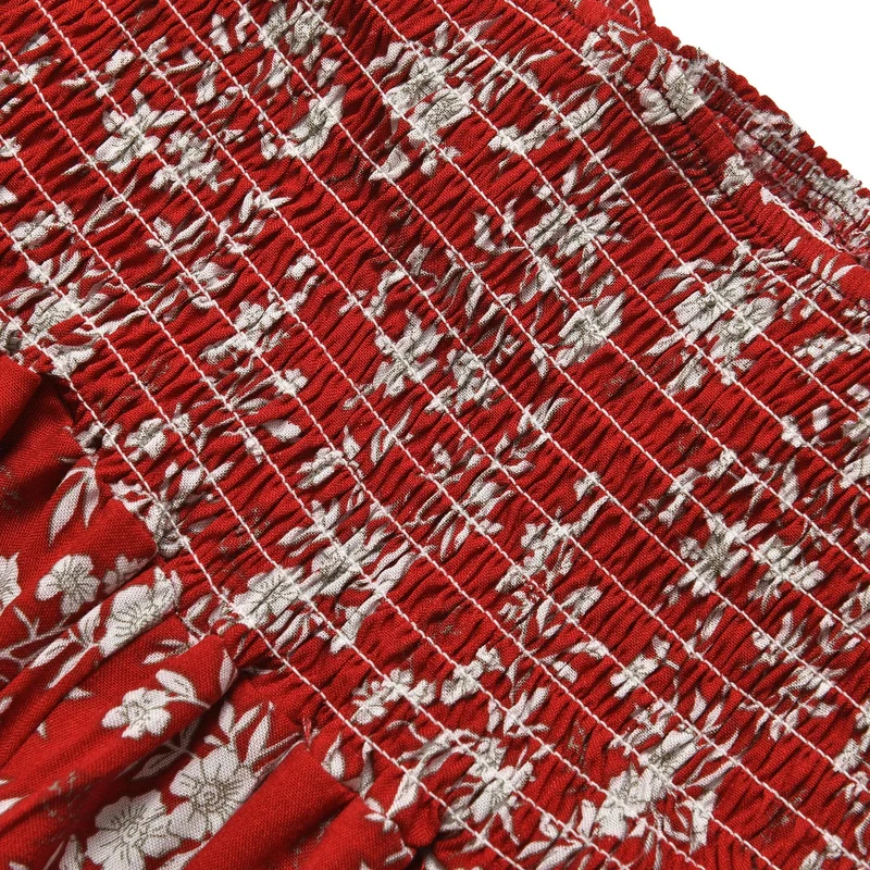 Luftige Taillen-Culottes mit Smok-Detail und Blumenmuster, Einheitsgröße, rot