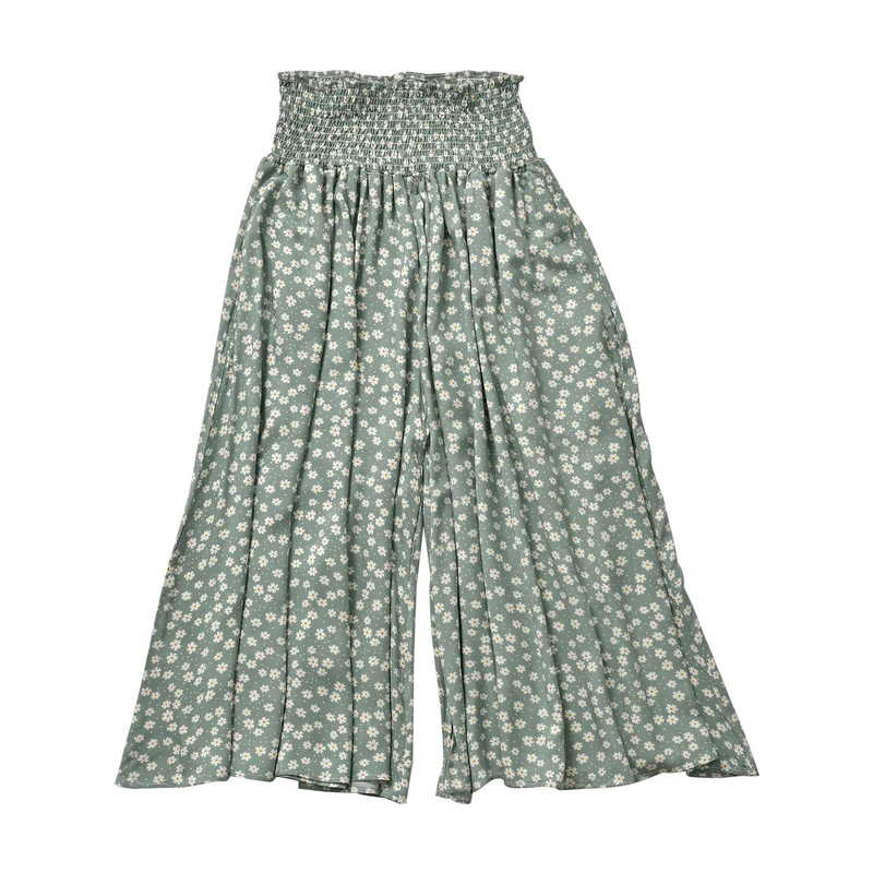 Luftige Taillen-Culottes mit Smok-Detail und Blumenmuster, Einheitsgröße, rot