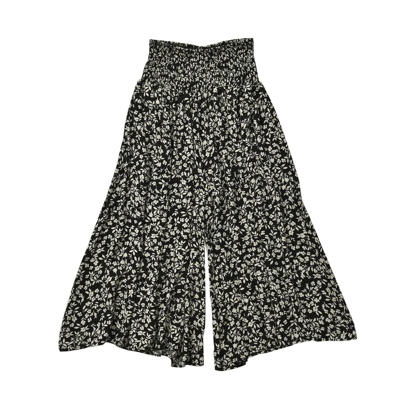 Luftige Taillen-Culottes mit Smok-Detail und Blumenmuster, Einheitsgröße, rot