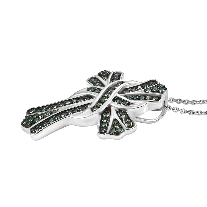 LUXURIANT DIAMOND - Lab Grown Grüner Diamant VS-EF SGL zertifiziert Schmuckset ca. 50 cm 925 Silber rhodiniert ca. 0,50 ct.