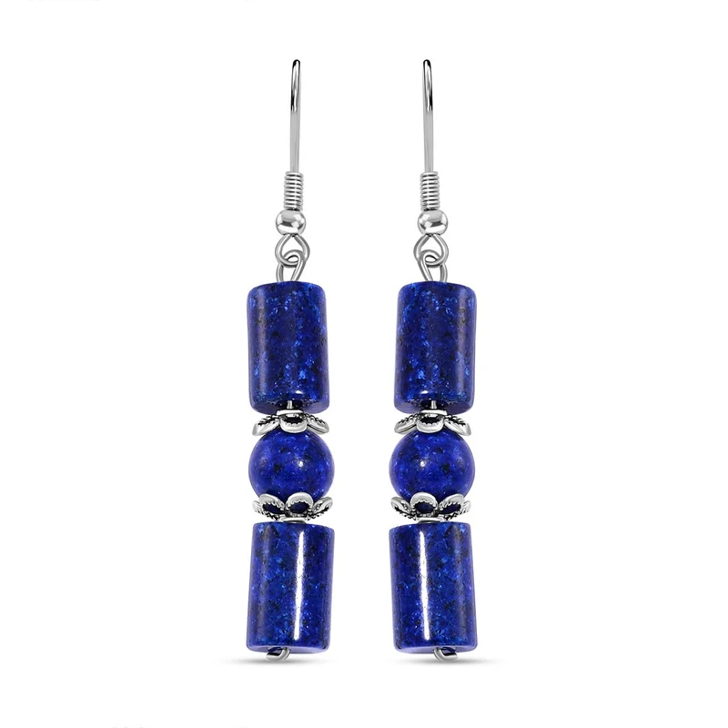 Blauer Sandstein Schmuckset Reiner Edelstahl ca. 136.00 ct