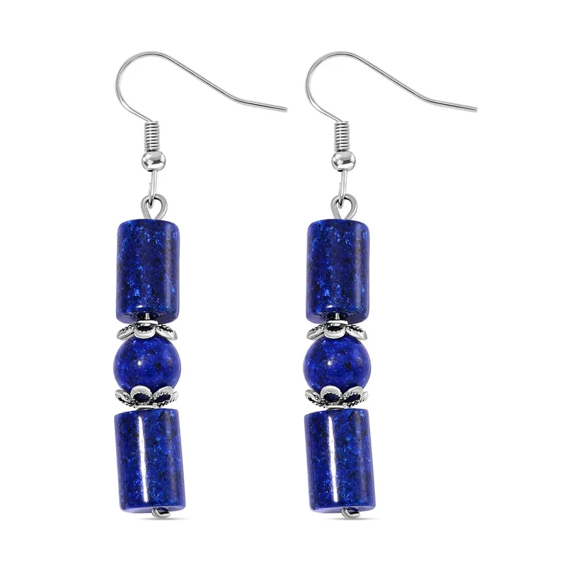 Blauer Sandstein Schmuckset Reiner Edelstahl ca. 136.00 ct