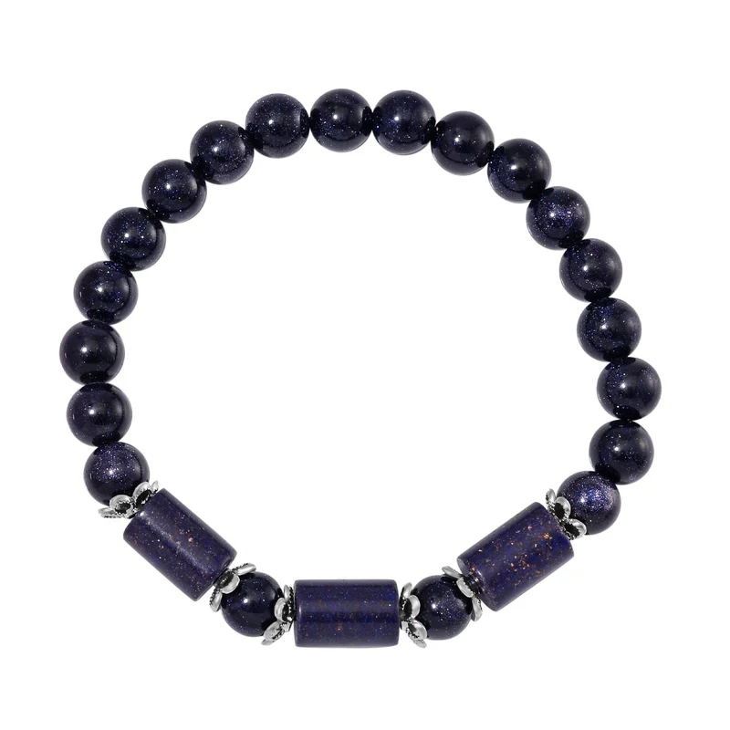 Blauer Sandstein Schmuckset Reiner Edelstahl ca. 136.00 ct