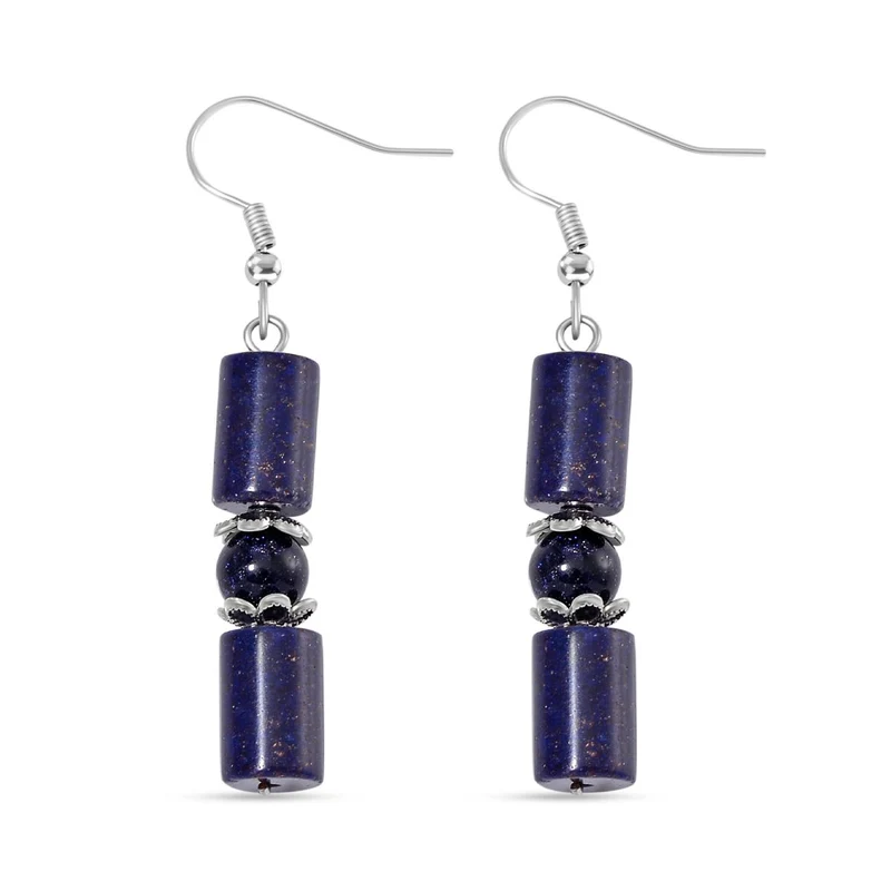 Blauer Sandstein Schmuckset Reiner Edelstahl ca. 136.00 ct