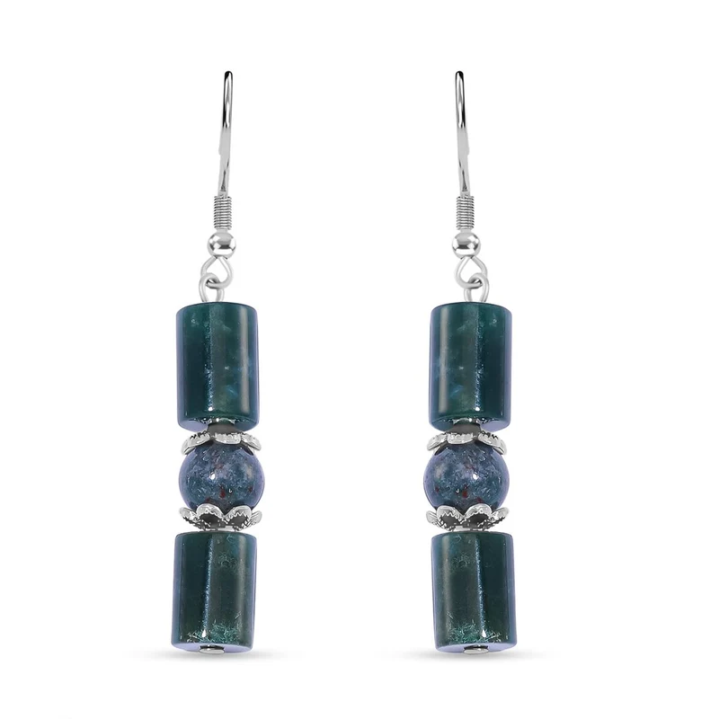 Blauer Sandstein Schmuckset Reiner Edelstahl ca. 136.00 ct