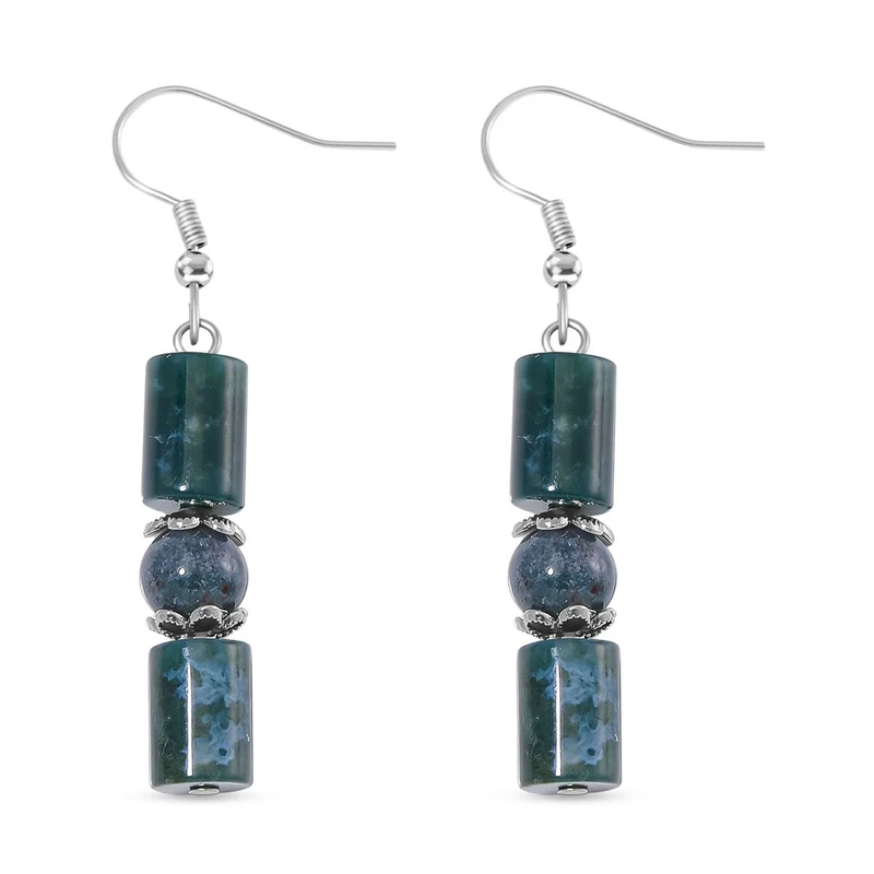 Blauer Sandstein Schmuckset Reiner Edelstahl ca. 136.00 ct