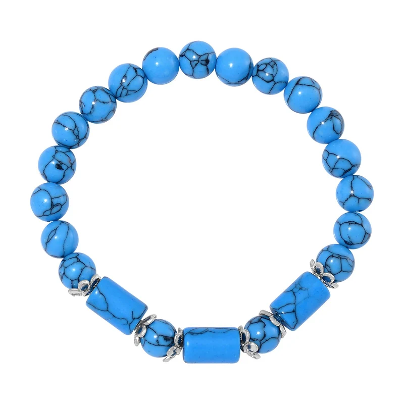Blauer Sandstein Schmuckset Reiner Edelstahl ca. 136.00 ct
