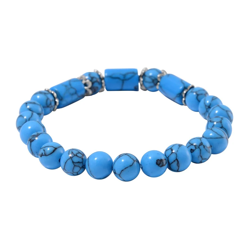 Blauer Sandstein Schmuckset Reiner Edelstahl ca. 136.00 ct