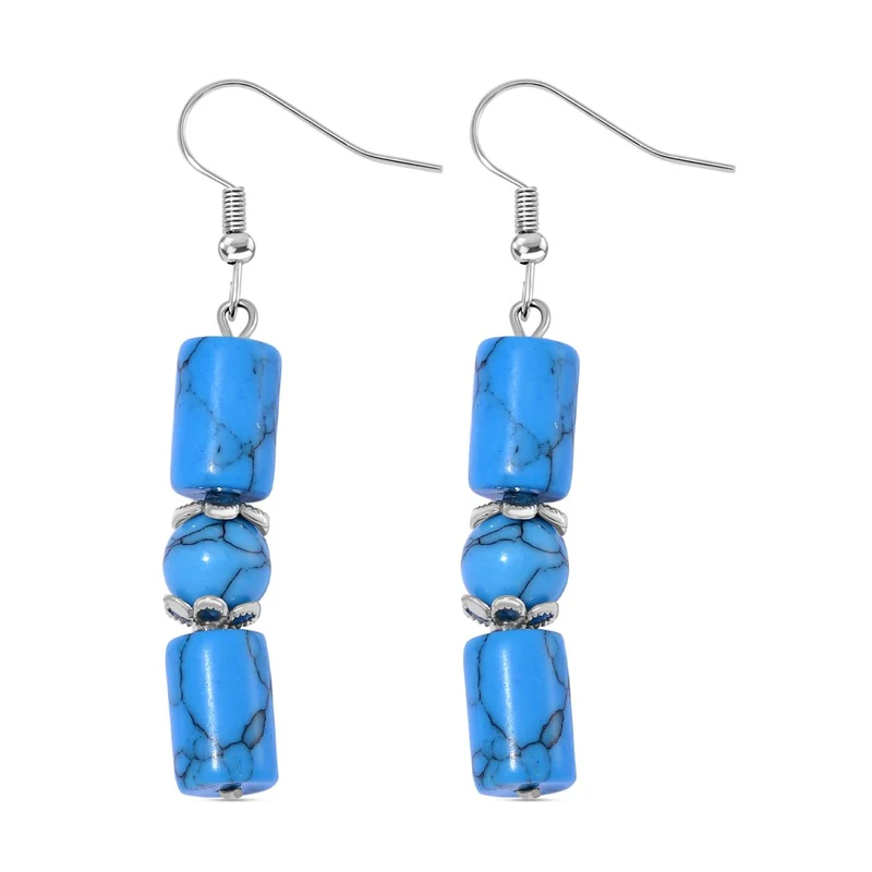 Blauer Sandstein Schmuckset Reiner Edelstahl ca. 136.00 ct