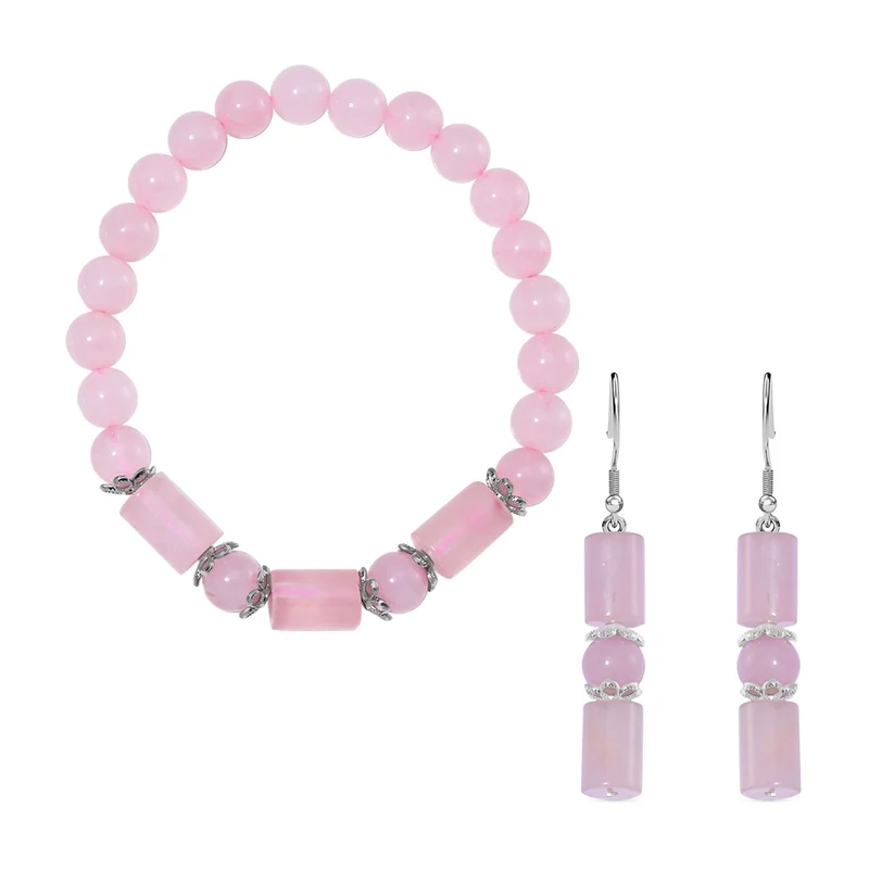 Blauer Sandstein Schmuckset Reiner Edelstahl ca. 136.00 ct