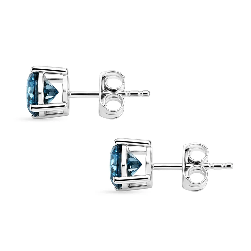 LUXURIANT 2,05 ct. SI blaue Labor Diamant Ohrringe, 925 Silber rhodiniert