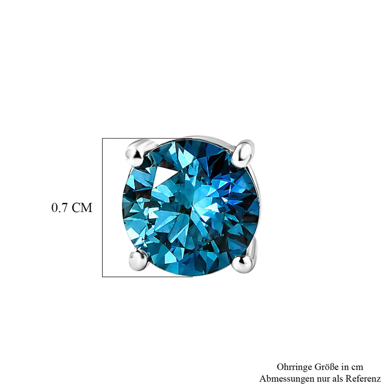 LUXURIANT 2,05 ct. SI blaue Labor Diamant Ohrringe, 925 Silber rhodiniert