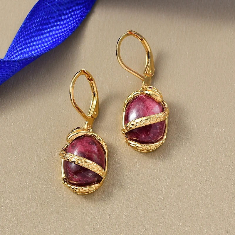 Thulit, Roter Granat Ohrringe Nickelfreies Messing ca. 16,74 ct.