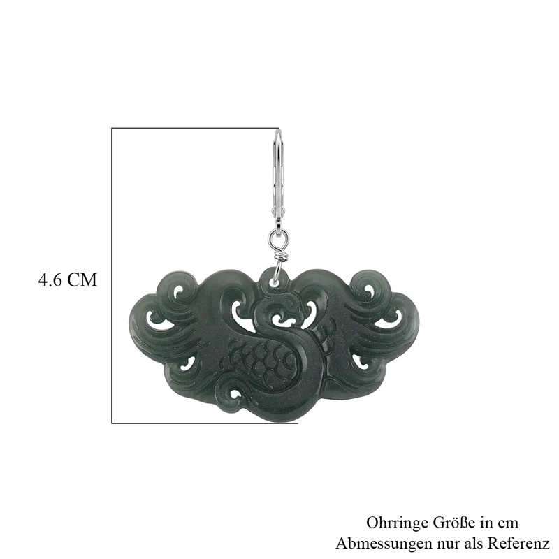 D'Joy Type A Natürlicher Olmek Jadeit Ohrringe 925 Silber Rhodiniert ca. 40.00 ct