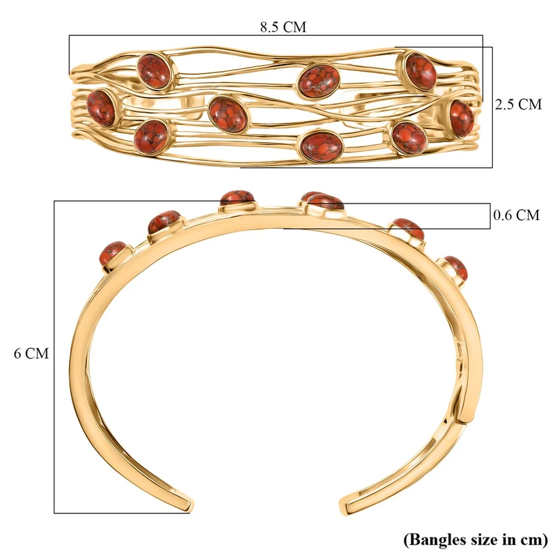 Orange Mohave Türkis Armreif ca. 19 cm Nickelfreies Messing ca. 6.61 ct