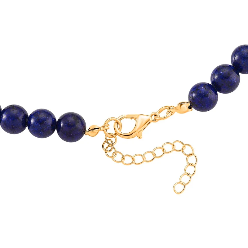 2er Set - Lapislazuli Halskette und Armband Legierung gelb vergoldet ca. 430.00 ct