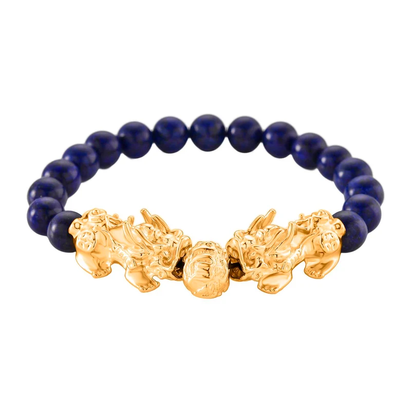 2er Set - Lapislazuli Halskette und Armband Legierung gelb vergoldet ca. 430.00 ct