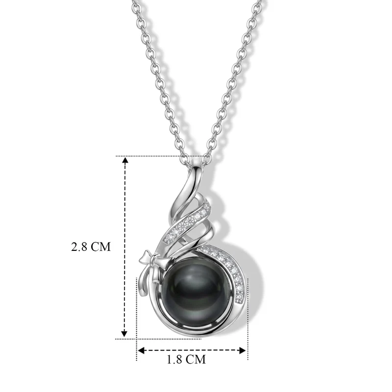 D'Joy Tahiti Perle (10-11mm) und Moissanit Anhänger mit 45cm Kette, 925 Silber rhodiniert